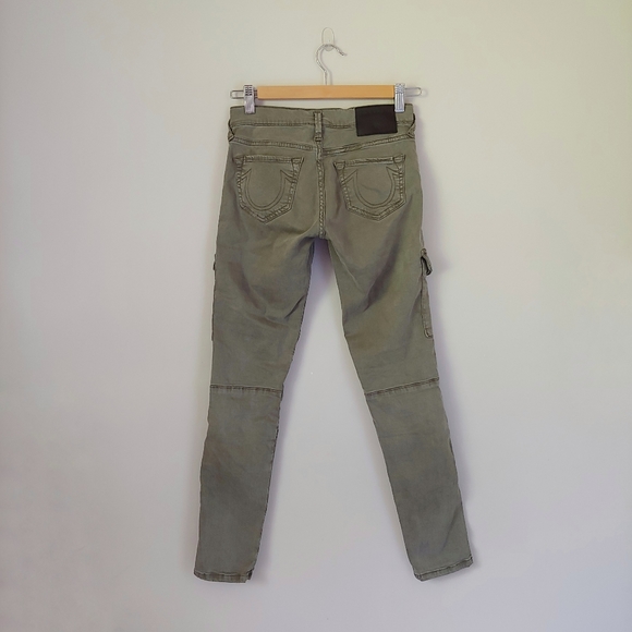 True Religion Halle Super Skinny Cargo Pants Olive Green Size 25 - Picture 5 of 16